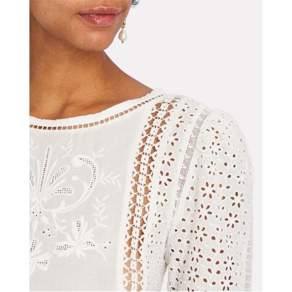 LoveShackFancy Novalie Floral Eyelet Lace Mini Dress Size Medium NEW - Picture 2 of 12